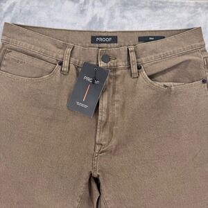 PROOF Men Slim Fit Chinos Pants Khaki Brown Size 32x32